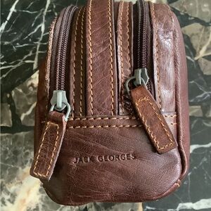 Jack George’s Voyager Dark Brown Buffalo Leather Toiletry Cosmetic Bag 10.5